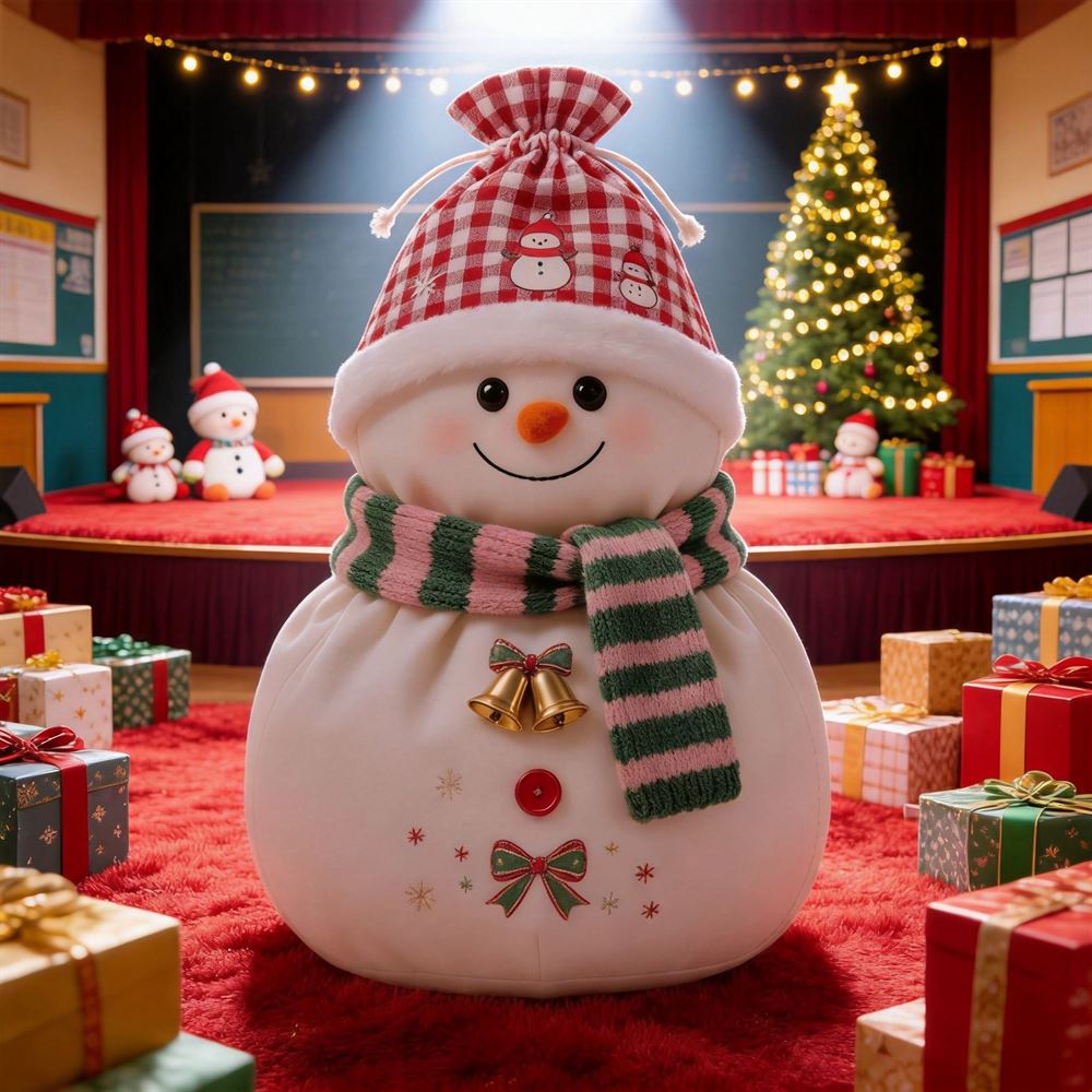 AI-designed Christmas stripe gift bag filled with presents, looking like a holiday decoration